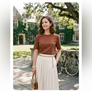 J.Crew Perfect Fit Brown T-Shirt Short Sleeve 100% Cotton Size Large L